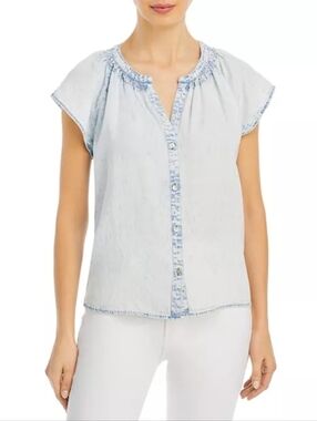 Rails Alena Chambray Acid Wash Shirt Linen Blend Size L